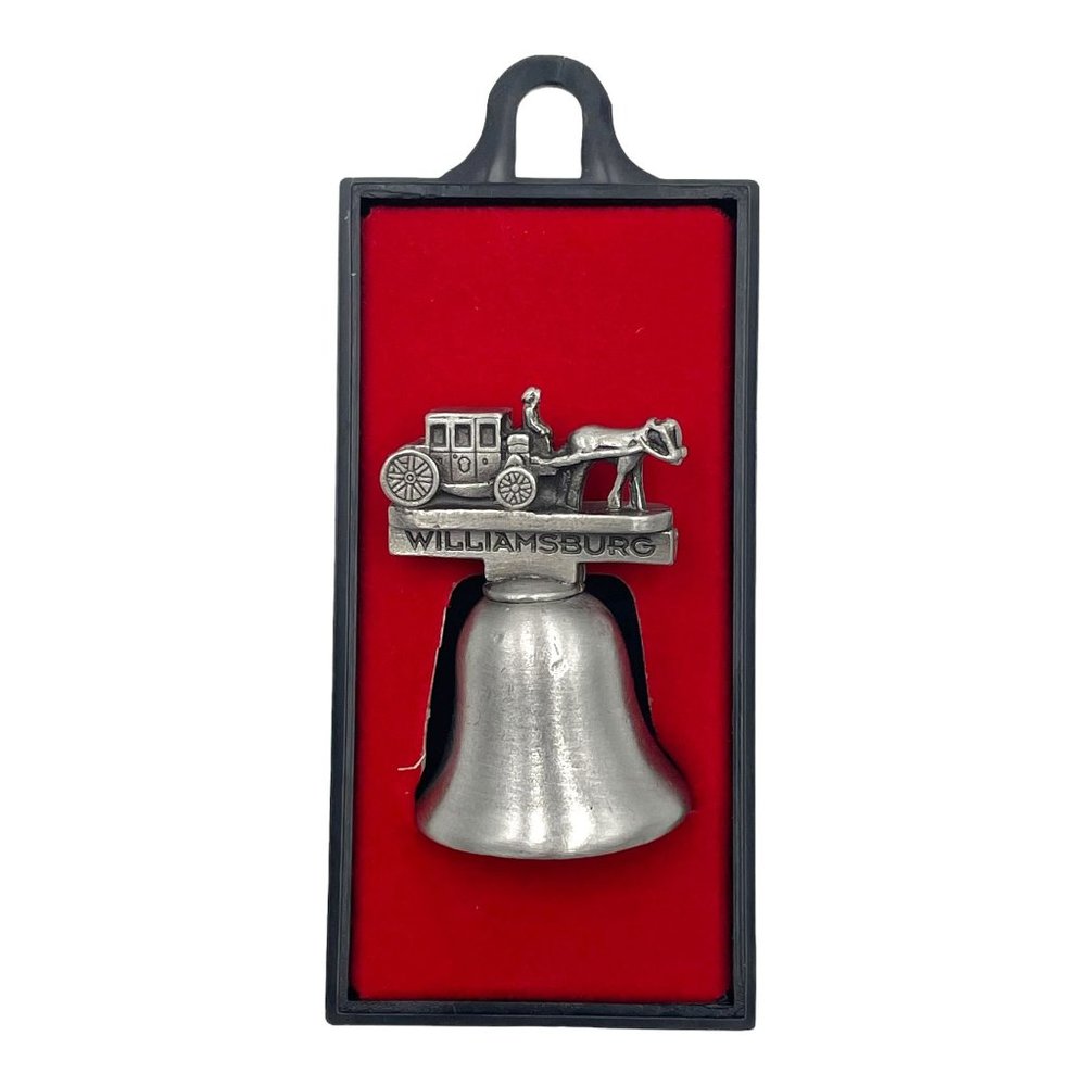 Vintage Colonial Williamsburg Virgina Pewter Bell Horse and Buggy Americana